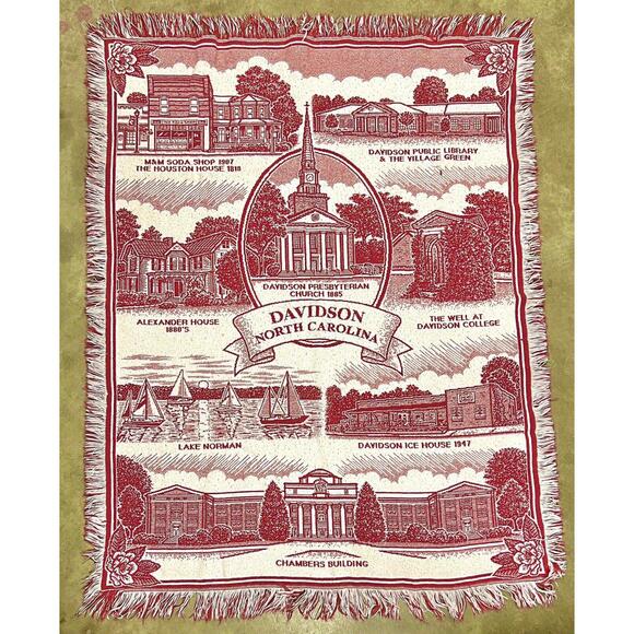 Other - VTG Davidson North Carolina NC Locations Throw Blanket Woven Acrylic Red White